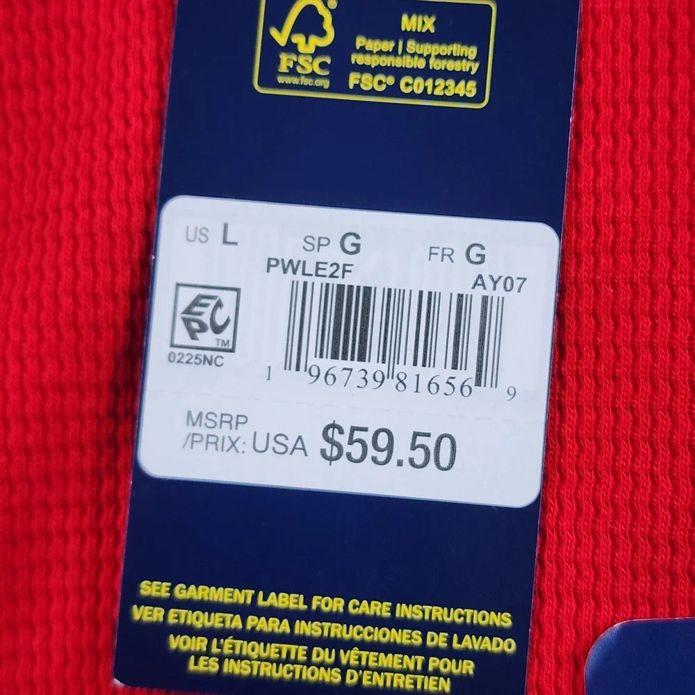 NWT Polo Ralph Lauren Mens L Red Waffle Thermal Sleepwear Shirt Embossed Logo